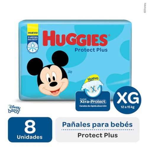 HUGGIES PANAL PROT PLUS XG  X 8 CEL