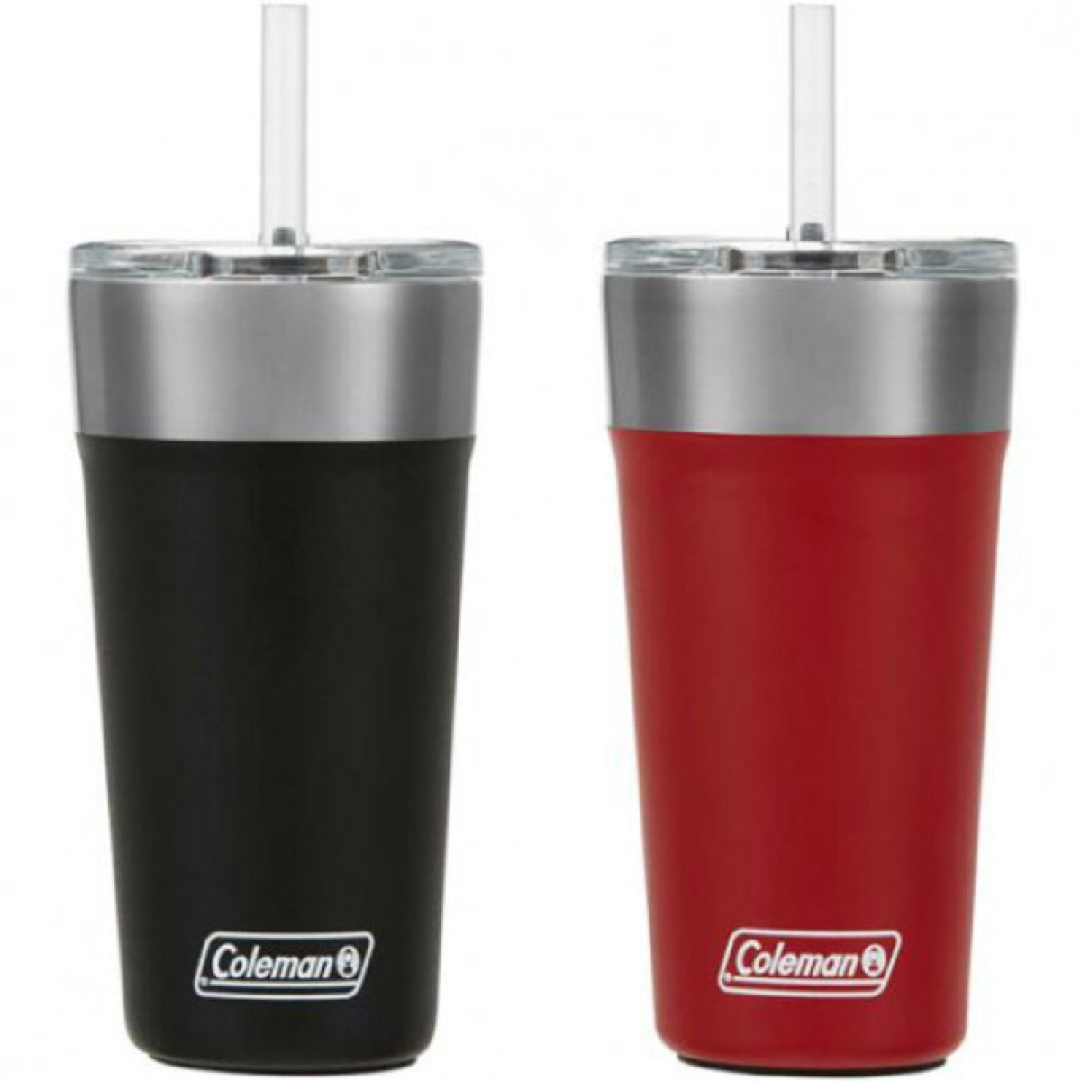 COLEMAN VASO C/PAJ NEG X 2 NEG/ROJO
