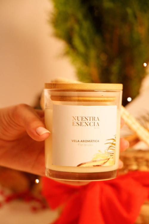NUESTRA ESENCIA VELA ARO FLOR COCO