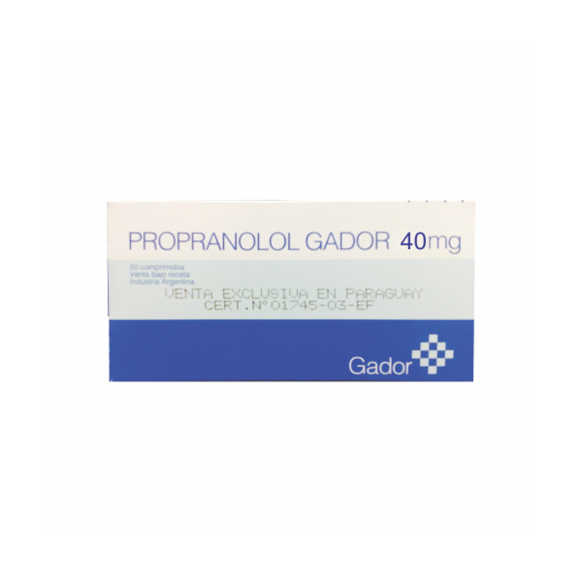 PROPRANOLOL GADOR 40 MG X 50 COMP